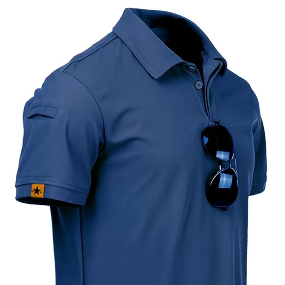 Men's Solid (Blue) Short-sleeve Polo Shirt - Picture 1 of 5